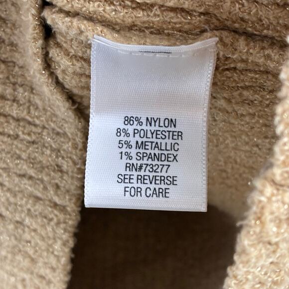 Apt9 Long Sleeve Turtleneck Sweater Womens Large Nylon Metallic Soft Camel Nubby - Picture 9 of 12